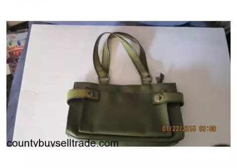 emilie m. Large Green Satchel Bag Simulated Leather Handbag